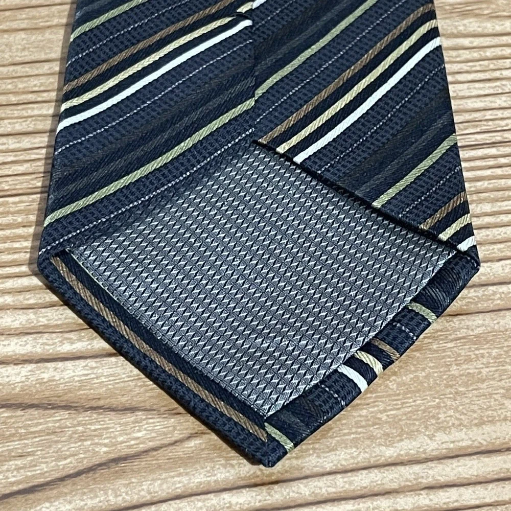 Croft & Barrow Necktie Green‎ Multicolor Diagonal Stripes HandMade 100% Silk Tie